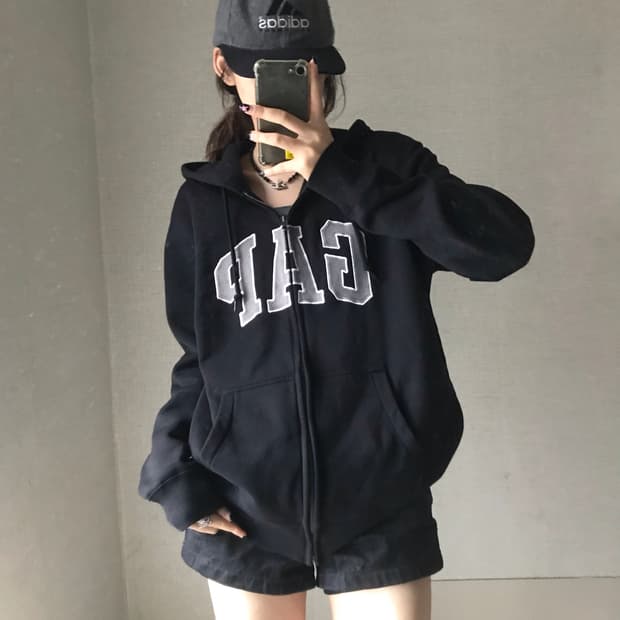 갭 블랙 후드집업