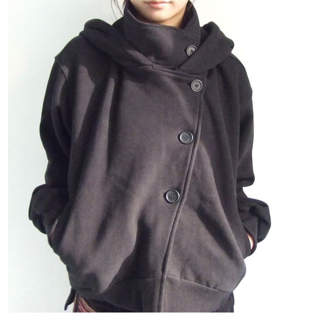 Oshigh 하이넥 후드집업 블랙 1사이즈