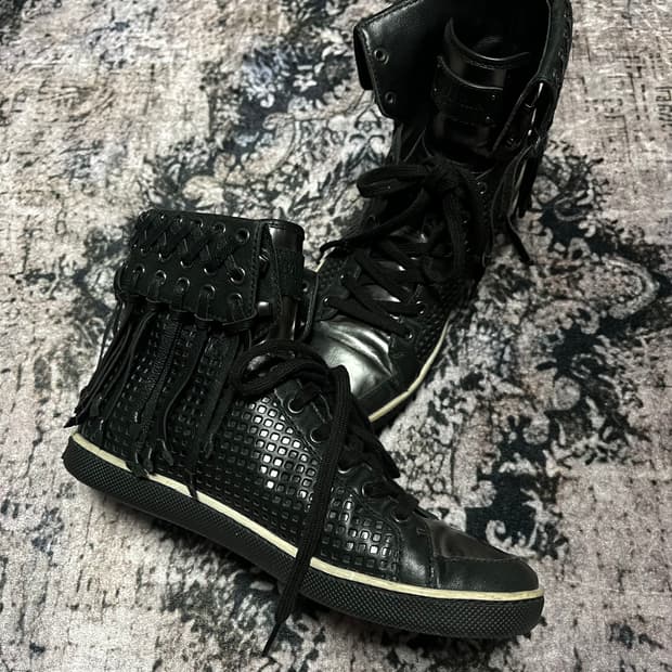 Balmain Woven Tassel High-Top Sneakers