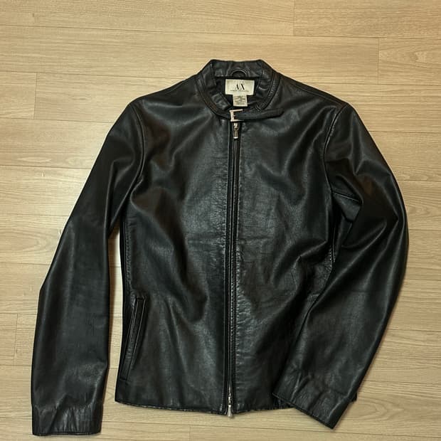 아르마니 익스체인지 싱글 레더 자켓 블랙