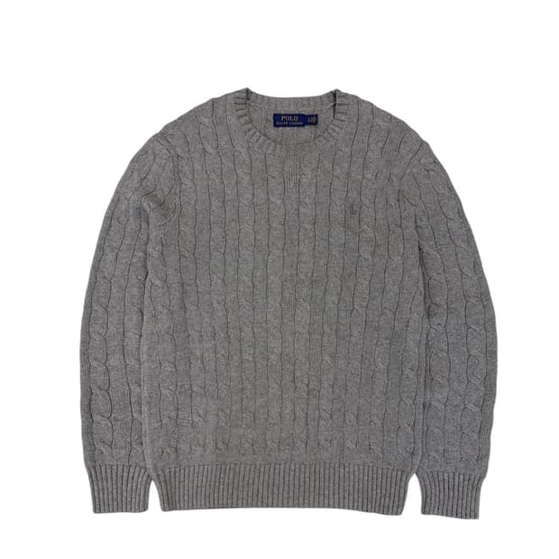 폴로 케이블 꽈배기 니트 그레이 (S)