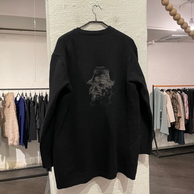 요지야마모토 뿌르옴므 스컬 자수 가디건