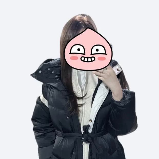 사가폭스퍼 배색 롱패딩 (오리털100, 착샷o)