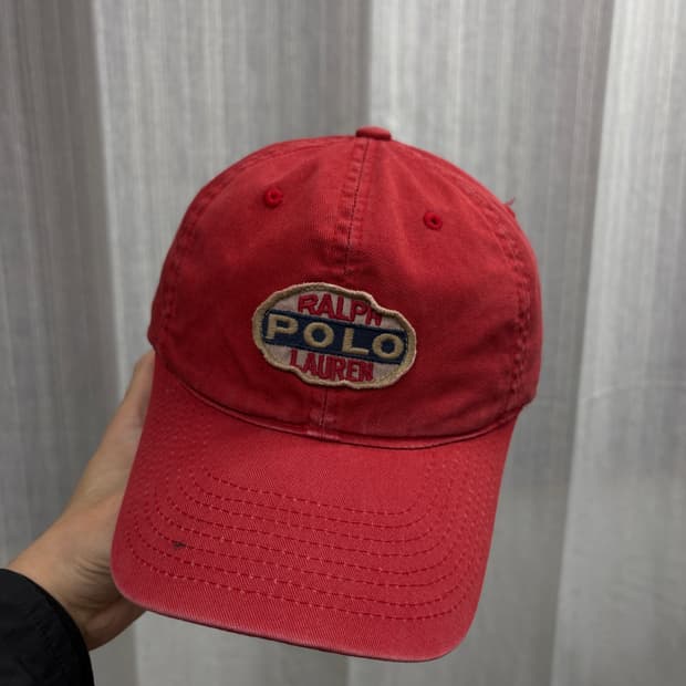 90s 폴로 랄프로렌 스포츠 레드 볼캡 모자 Polo