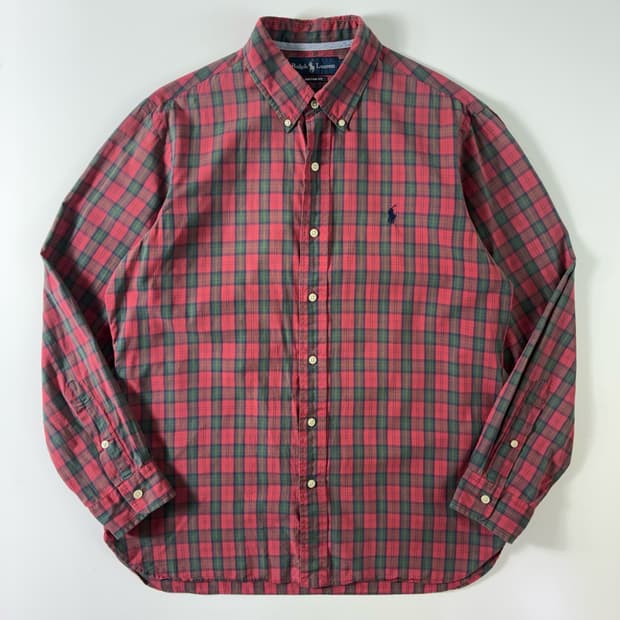 Polo  폴로 랄프로렌 자수 코튼 핑크 타탄체크 셔츠 