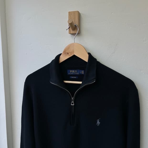 15823 - 폴로 랄프로렌 블랙 반집업 니트 (피마 코튼)