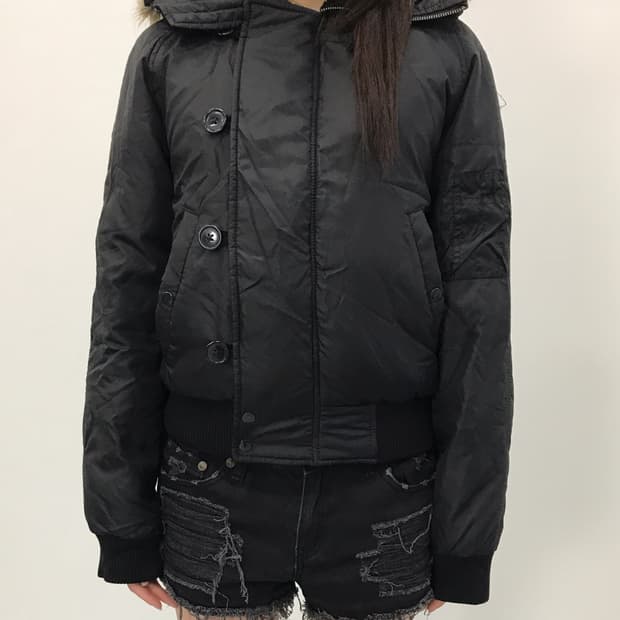 Polo Jeans Black Fur N-2B Bomber Jacket