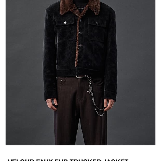 알렌느 벨루어 퍼 트러커자켓 블랙/브라운 1사이즈