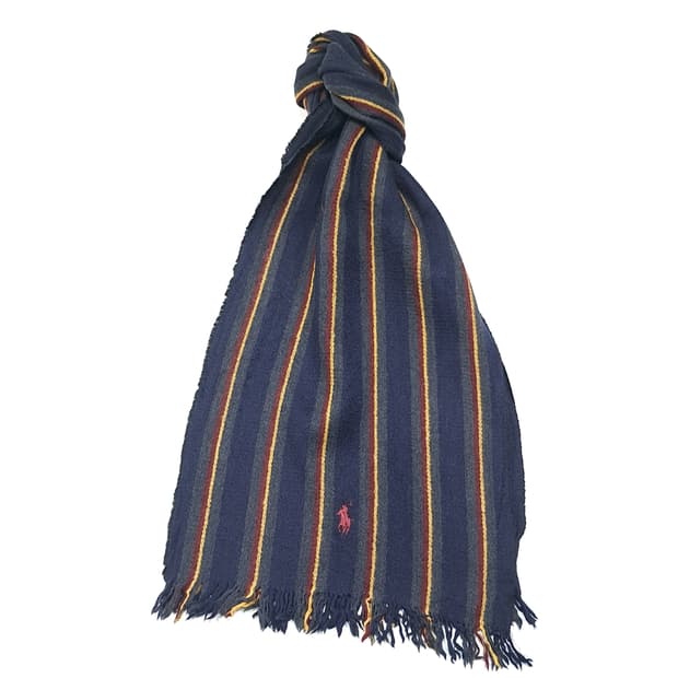 MX510 폴로 90s 이태리판 울 스트라이프 레드포니 머플러 목도리