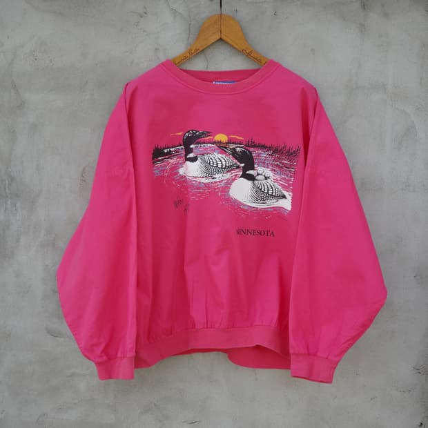 80s 미네소타 레이크 룬 리브 롱슬리브 티셔츠