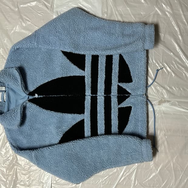 아디다스 빅로고 빅트레포일 플리스 집업 후리스 자켓 블루 하늘색