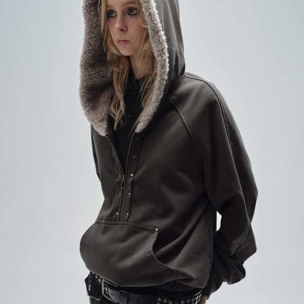 새상품) 테스트매커니즘 퍼 후드 하프 집업 차콜 m