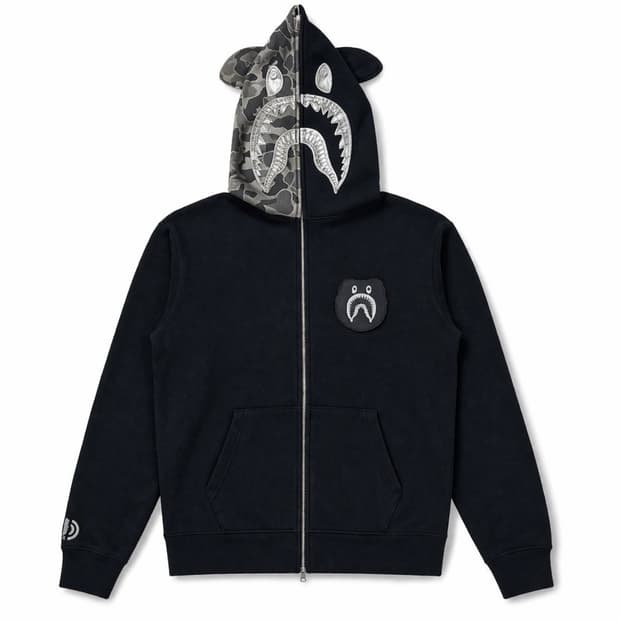 (희귀) 베이프 메디콤토이 샤크 후드집업 WGM 카모 블랙