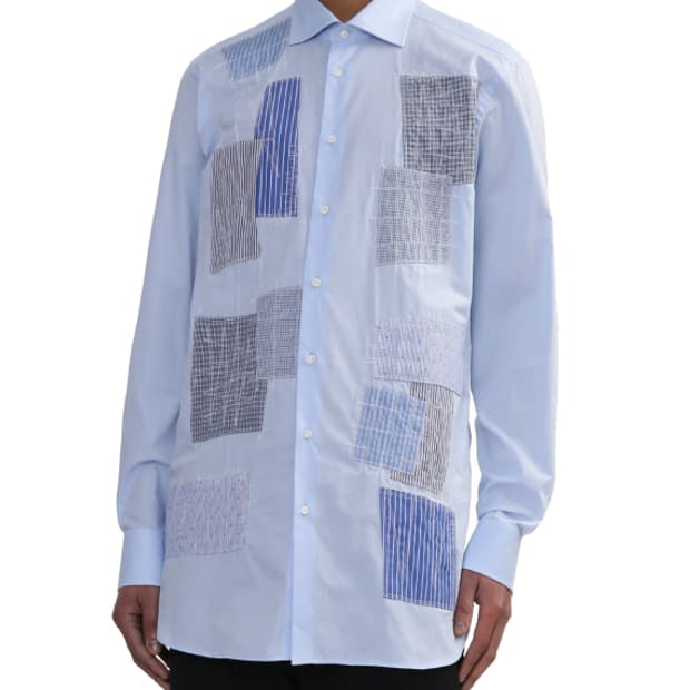 새상품 준야와타나베 믹스패치 스카이블루 셔츠 S/M