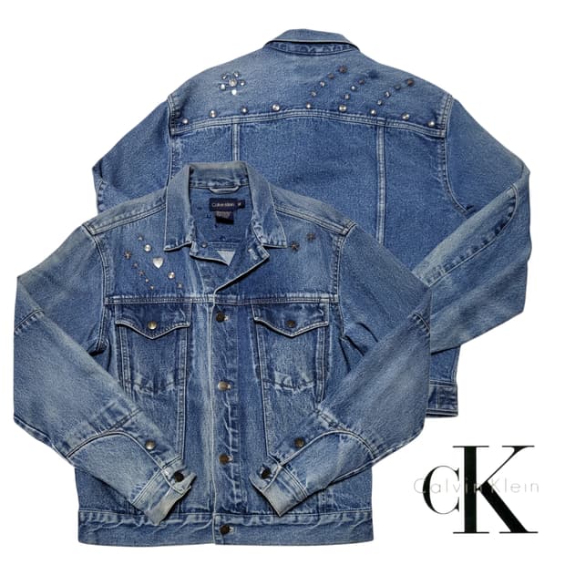 (M) Y2K CK 캘빈클라인 스터드 데님자켓 락시크 펑크자켓