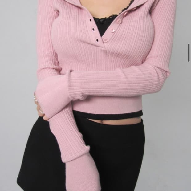 페일제이드 button ribbed knit t