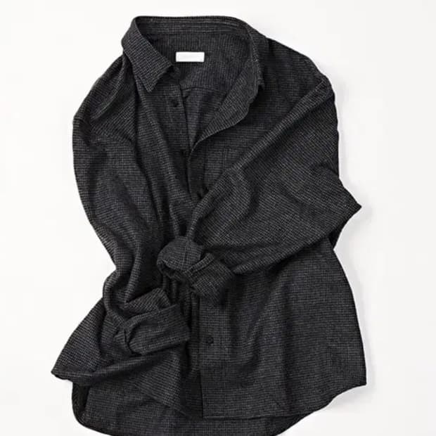 모마디자인 울 깅엄 체크 셔츠 블랙 그레이 48사이즈