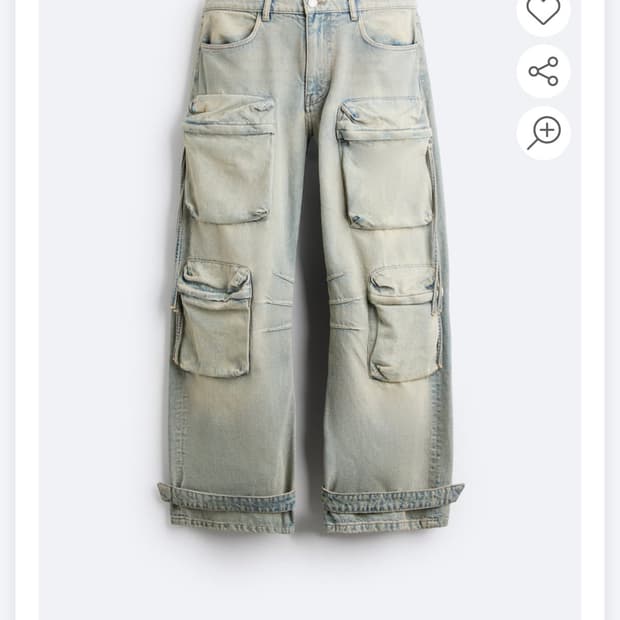 40사이즈 자라 유틸리티 포켓 진 워시드 블루