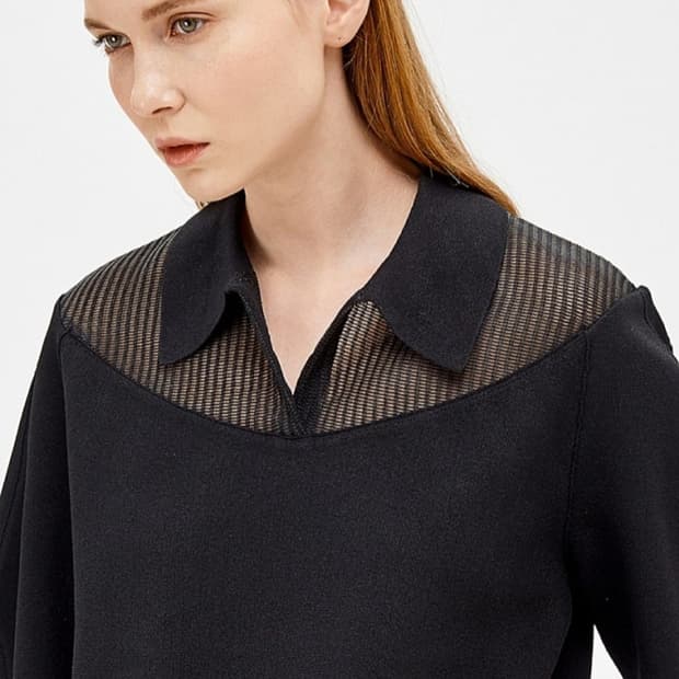 시스템 시스루 블록 니트 탑 프리사이즈