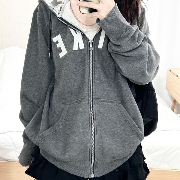 나이키 빅로고 그레이 후드집업