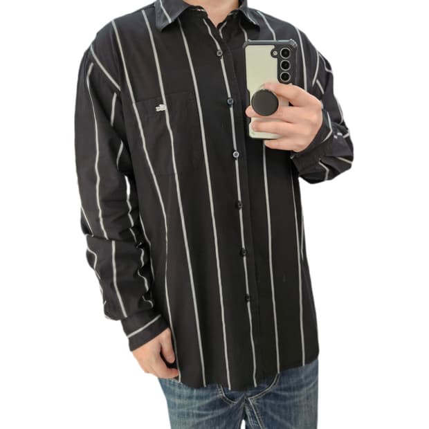 105 라코스테 블랙 스트라이프 셔츠