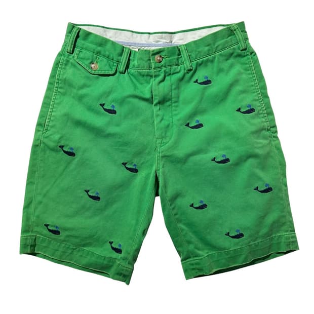 폴로 랄프로렌 고래 패턴 엠브로디드 하프팬츠 반바지