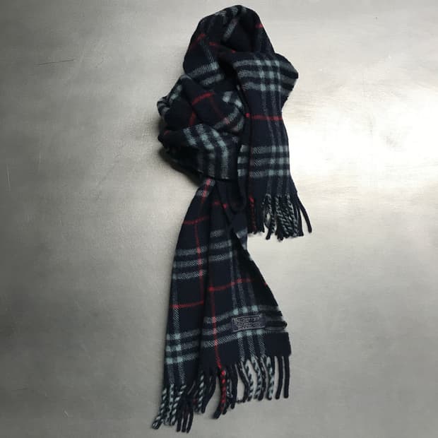 버버리 정품 램스울 머플러 네이비