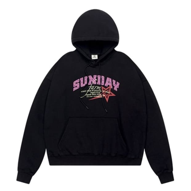 선데이후르츠마켓 스타 스터드 블랙 후드 L 