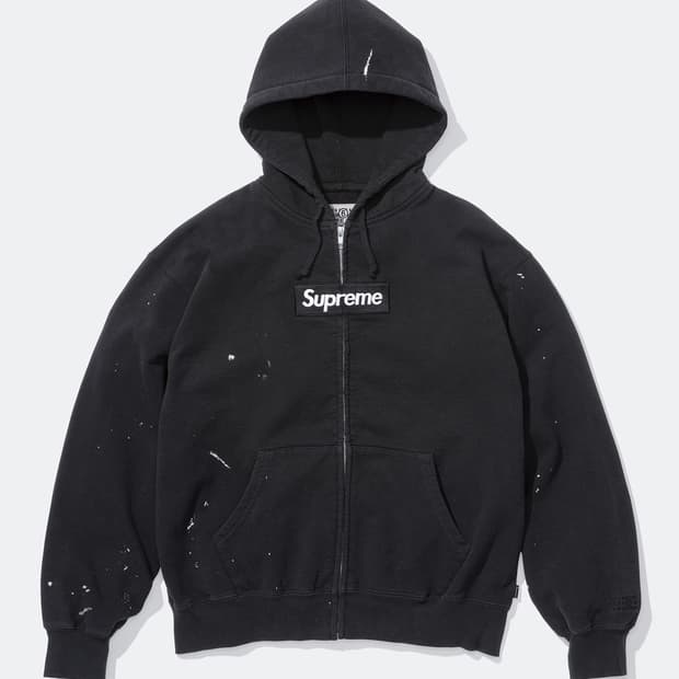 슈프림 x MM6 메종 마르지엘라 박스로고 집업 후드 스웨트셔츠 블랙 -