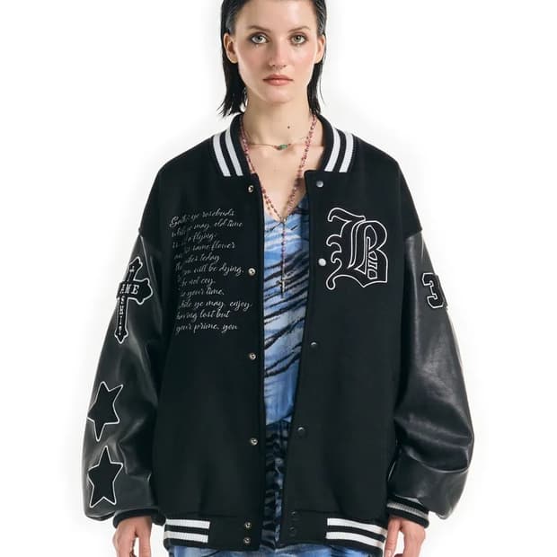 배디 90s Vintage 바시티 자켓 블랙