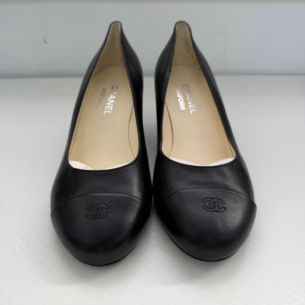 정품) 샤넬 블랙 발레리나 플랫 슈즈 구두 38.5