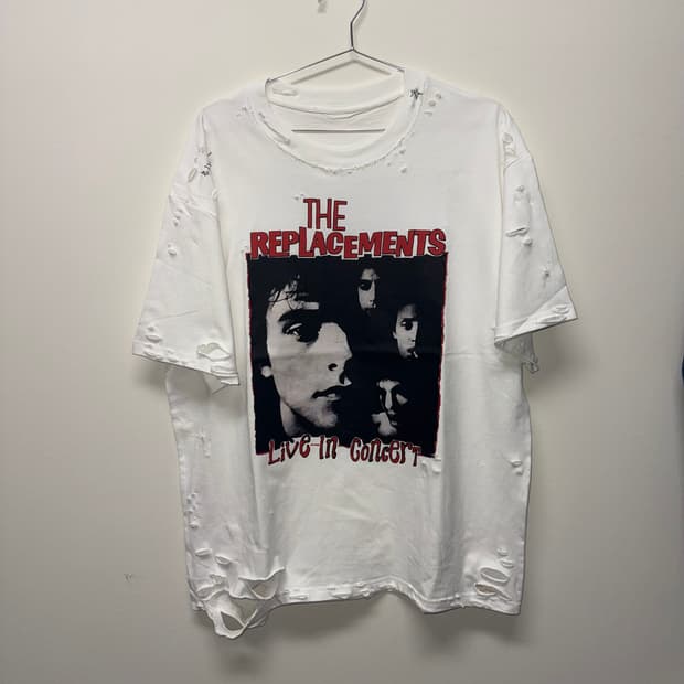 빈티지 무드 밴드티 디스트로이드 데미지 커스텀 반팔