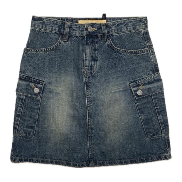 빈티지 워싱 포켓 청치마