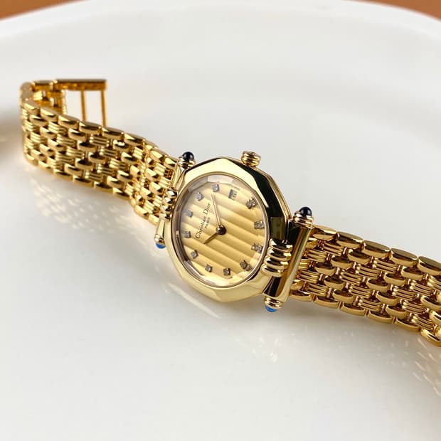DIOR round octagon gold watch