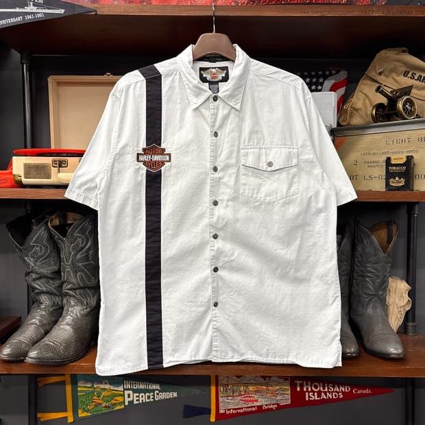00s 할리데이비슨 립스탑 코튼 원포켓 라이닝패널 워크셔츠 N1292