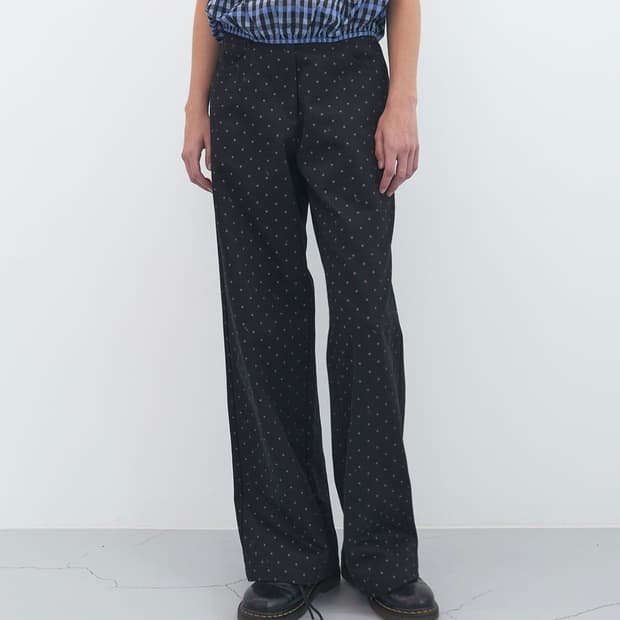 도트 코튼 와이드 팬츠