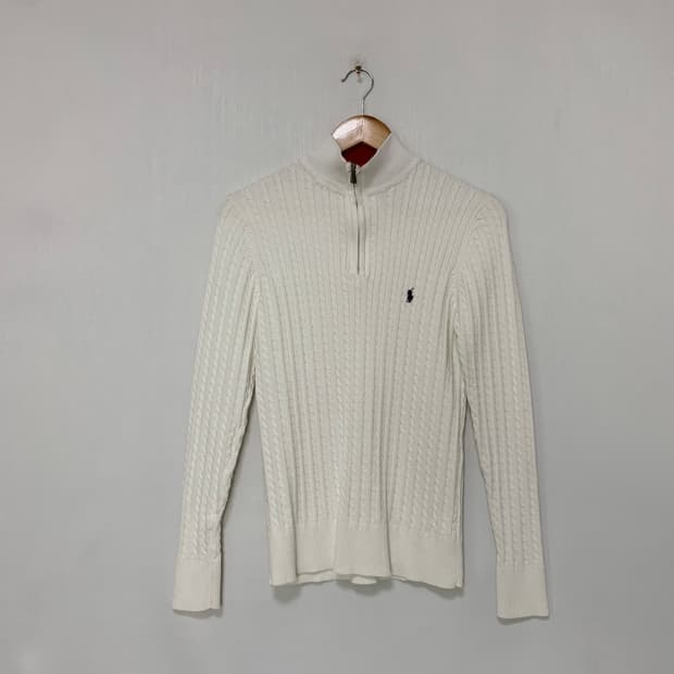 폴로 랄프로렌 케이블 니트집업 아이보리 여성 슬림 XL 꽈배기 가디건