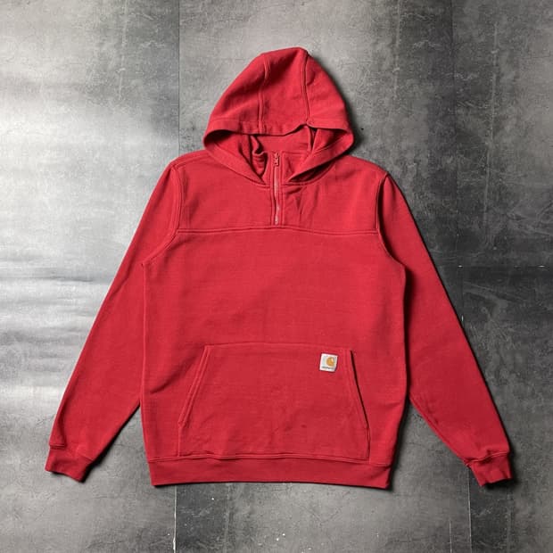 CARHARTT 칼하트 레드 하프집업 기모 후드티 A00950