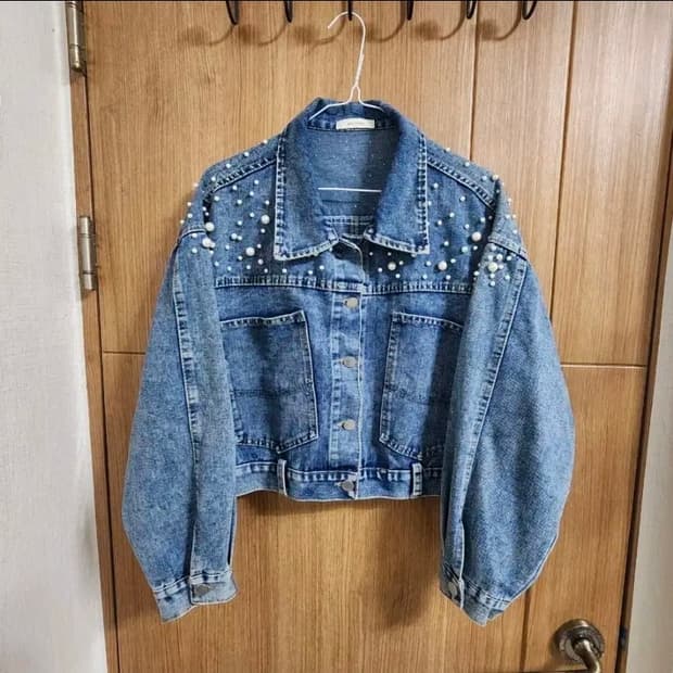 (F)여성 밀스튜디오 진주 데님 자켓