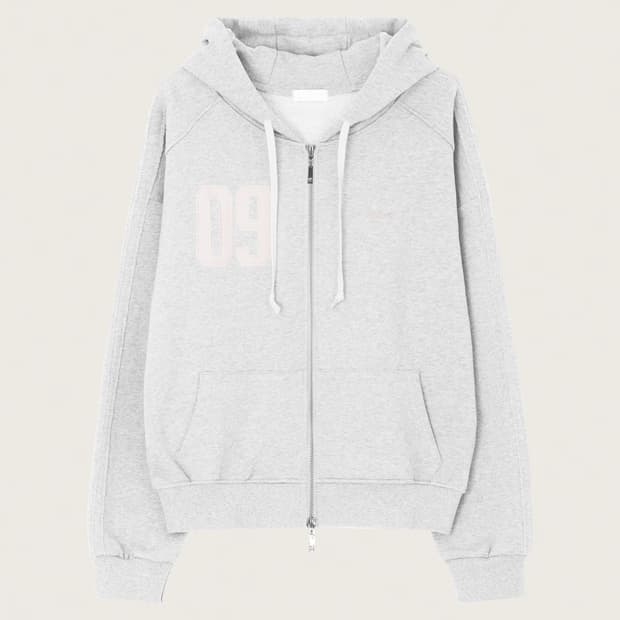 클리시어 09 넘버링 후드집업 라이트 멜란지