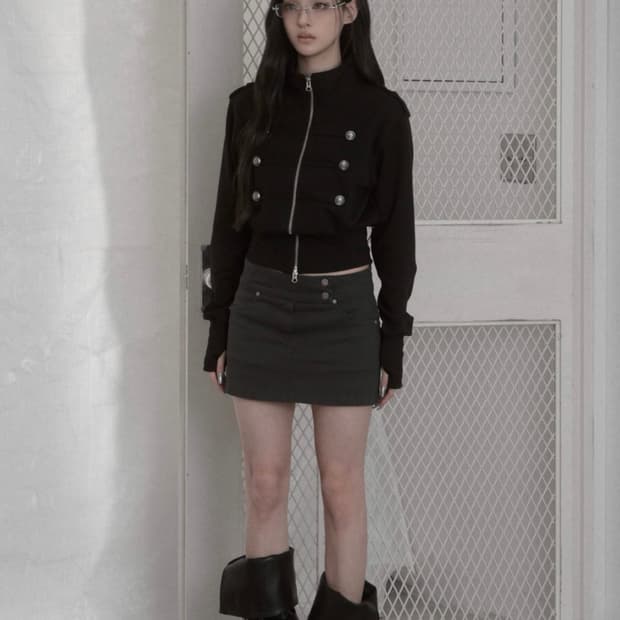 카키포인트 Utility Mini Skirt (charcoal)