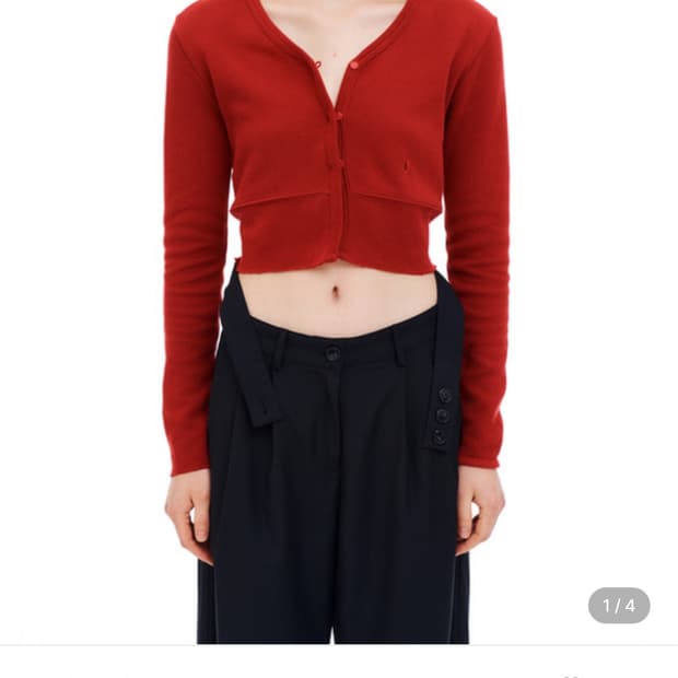 Leey 리브 슬림 가디건 레드