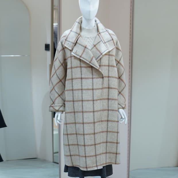 JJ지고트 JJ-RO 투웨이 카라 캐시울 체크코트 프리사이즈