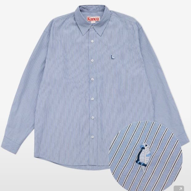 칸코 스트라이프 셔츠 블루