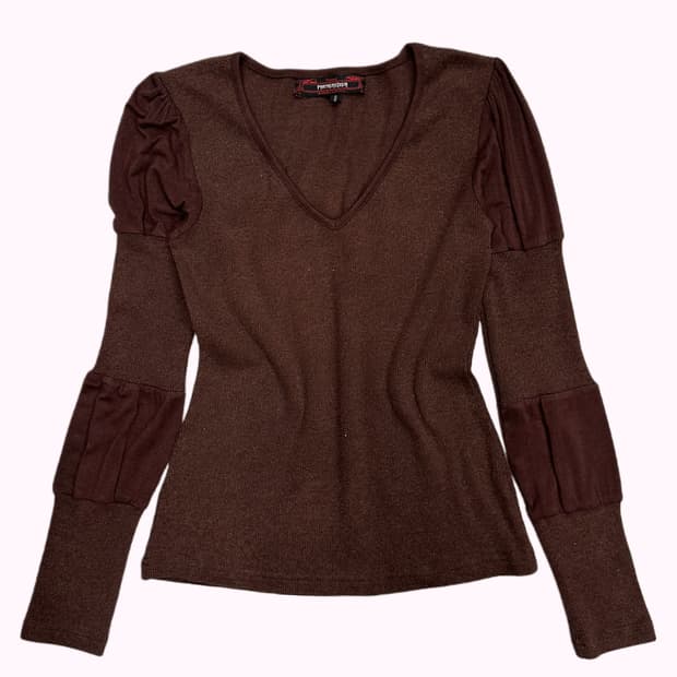 ribbed brown knit t-shirt