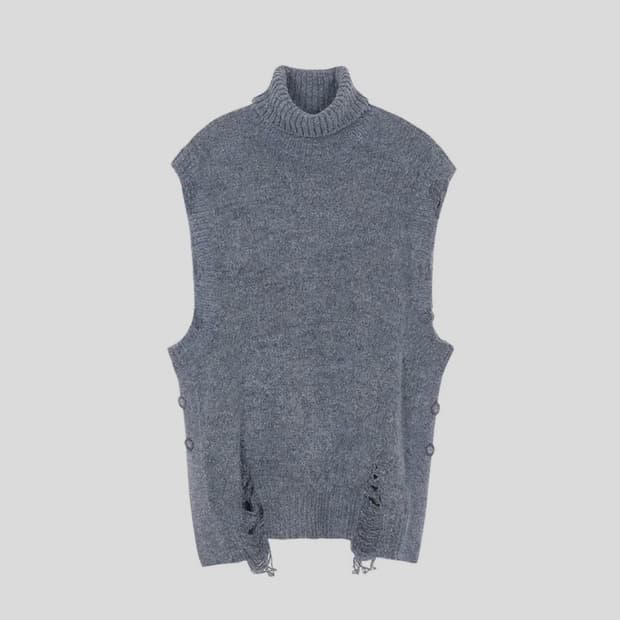 [남성M]앤더슨벨 그레이 데미지드 터틀넥