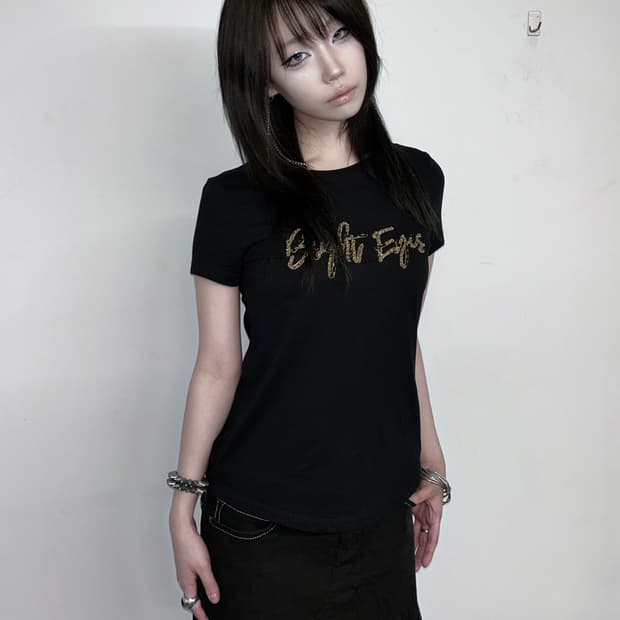 마시모 두띠 3D 세퀸 레터링 티셔츠