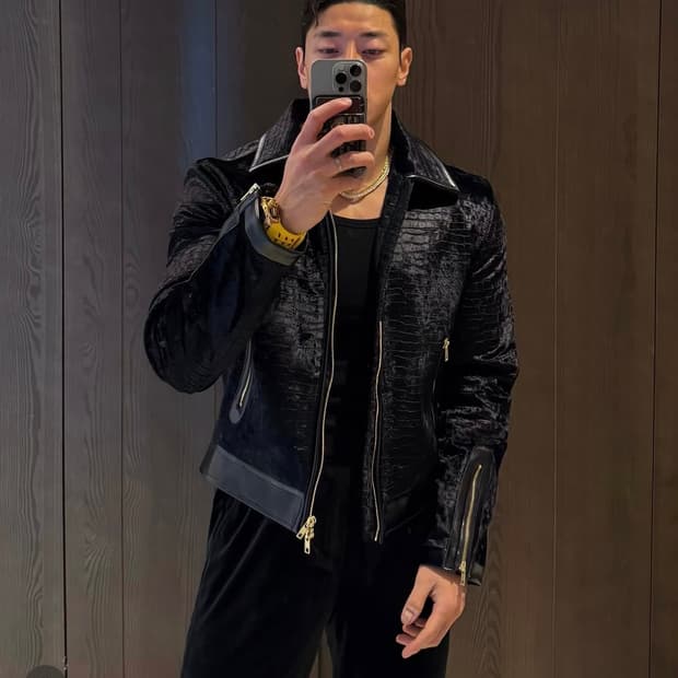 라피나토 에뚜알 크로커다일 벨벳 트러커 자켓