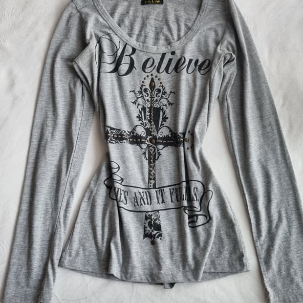 빈티지 y2k 00s 딱붙핏 갸루 펑크 긱시크 티셔츠