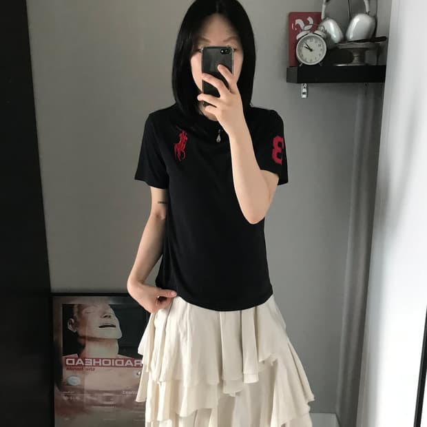 폴로 랄프로렌 빅포니로고 블랙 반팔티